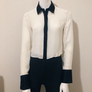 Alice + Olivia Crop Silk Blouse